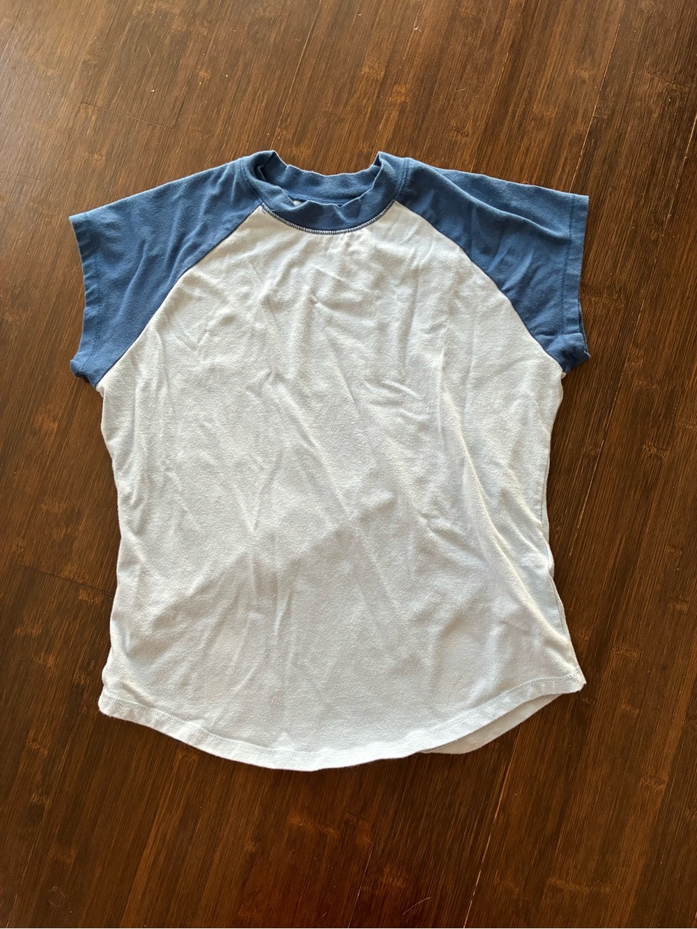Pilcro Two-Tone Blue Raglan Tee, Size M.